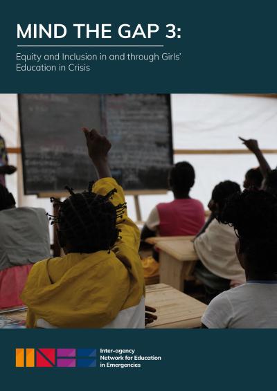 Cover image for Mind the Gap 3. Children facing the blackboard, raise their hands to answer the teacher's questions